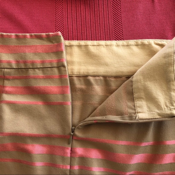 J CREW Factory Tan & Coral Striped Pencil Skirt - Picture 5 of 11